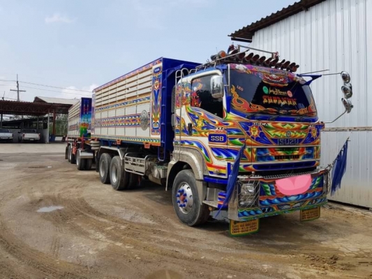 ขาย ISUZU 360 พ่วงแม่ลูก กระบะเนียมคอกเกษตรดั๊ม รถปี 56 ( มี 2 พ่วง )