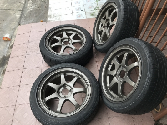 ล้อเเท้ A TECH 15กว้าง6ครึ่งอ๊อฟ38 4รู100เก่านอกสภาพสวยสีเดิมๆตามรูปติดยางปีเก่าใช้ไม่ได้เเล้ว