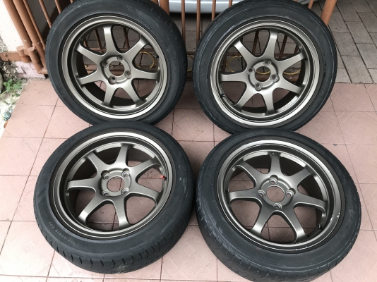 ล้อเเท้ A TECH 15กว้าง6ครึ่งอ๊อฟ38 4รู100เก่านอกสภาพสวยสีเดิมๆตามรูปติดยางปีเก่าใช้ไม่ได้เเล้ว