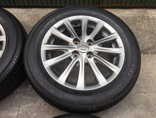 ล้อแม็ก Toyota Vios 12 ก้าน ขอบ 15 สีเทาดำ พร้อมยาง 185-60-15 Yokohama ปี 13