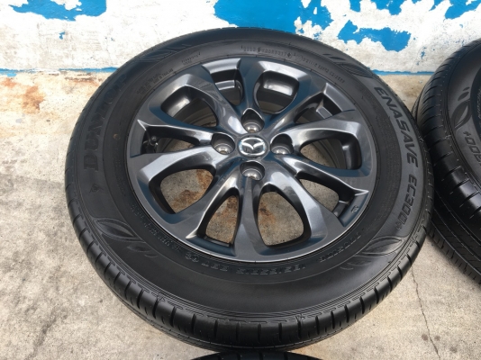 ล้อแม็กป้ายแดง Mazda 2 ขอบ 15 สีดำ มิดไนท์ พร้อมยางป้ายแดง185-65-15 ปี 17 มีตุ่ม เส้นสี