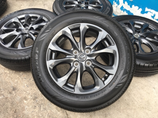 ล้อแม็กป้ายแดง Mazda 2 ขอบ 15 สีดำ มิดไนท์ พร้อมยางป้ายแดง185-65-15 ปี 17 มีตุ่ม เส้นสี