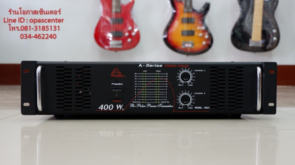แอมป์ใบ้ ยี่ห้อ A-technic รุ่น 402 II ข้างละ 400w สภาพใหม่ ขับดอก 15 นิ้วได้ ใช้งานได้ปกติ