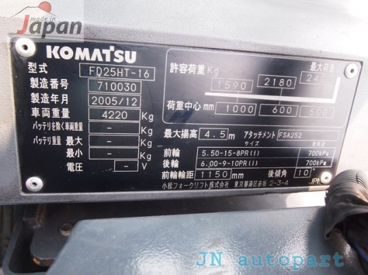 ขายรถโฟล์คลิฟท์ KOMATSU เก่าญี่ปุ่นพร้อมใช้สภาพดี