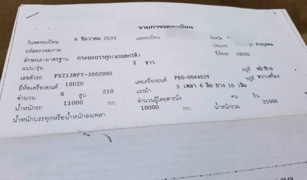 ขาย 385,000 บาท ISUZU. ROCKY FXZ13NFY (210 หัวขาว) 2 เพลาดั้ม สามมิตร เครื่อง Nissan PE6-Turbo-290 แ