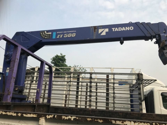 HINO 10 ล้อติดตั้งเครน  TADANO 5 ตัน 4 ปลอก 3 ชัก ปี 2012 เครื่อง 212 แรง กระบะยาว 6.50 เมตร