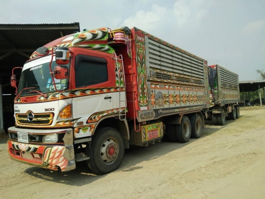 Hino 344 แรง ปี 57 แม่ลูกดัมพ์อู่ไทยรุ่งเรือง ใส่ของได้ 29.7 ตัน ไมล์แท้ 270,000 โล เดิมๆบางๆทุกจุด วิ่งอาหารสัตว์ ยางดี ทะเบียนพร้อม