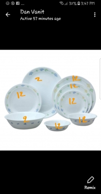 จานชุด Corelle76ชิ้น ลายตามรูป ของใหม่พร้อมกล่อง นำเข้าจากอเมริกา