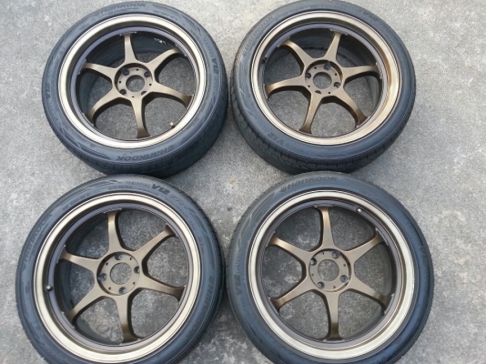 ล้อ17RG2สีน้ำตาลไหม้ขอบชา กว้าง7ออฟ42 + ยาง Hankook 205/45/17