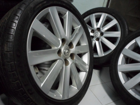 ล้อ18"พร้อมยาง*ญี่ปุ่นแท้ทั้งset *ตัวนอกmasda3+ยาง225/45/18 ใส่5x114,กว้าง7"of52 ของลงมาสดๆหัวค่ำนี้เอง