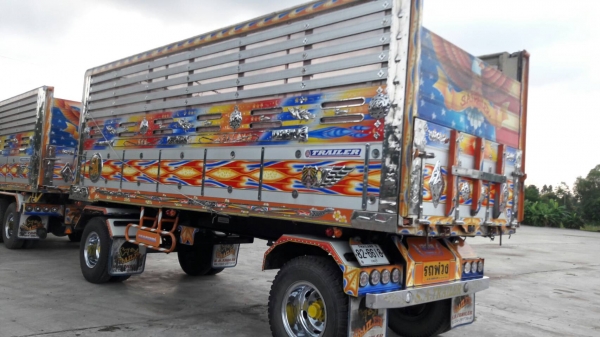 พ่วง 18 ล้อ ISUZU คัตซีจัมโบ้ เครื่อง 195 เทอร์โบ 230 แรง กระบะมิเนียม - ดั้ม อู่ เอสเอ เทรนเลอร์ แม่ปี46 - ลูกปี 56 ยางสวย