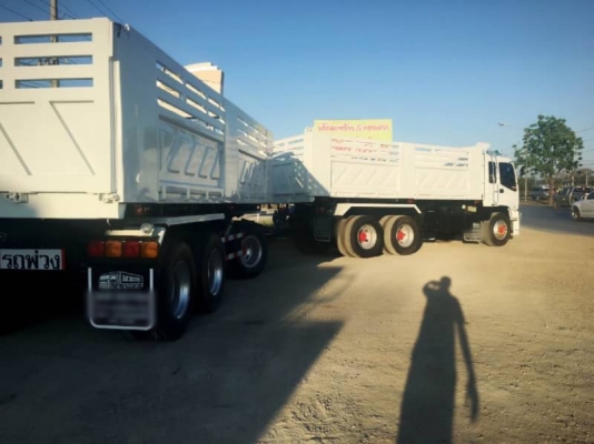 Isuzu deca 320 แรง แม็กโหลด จดปี 60 แม่ลูกกระบะดัมพ์สามมิตร  ลูก 3 เพลา พร้อมใช้งาน รถออกป้ายแดงมา