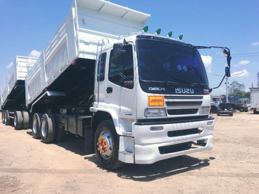 Isuzu deca 320 แรง แม็กโหลด จดปี 60 แม่ลูกกระบะดัมพ์สามมิตร  ลูก 3 เพลา พร้อมใช้งาน รถออกป้ายแดงมา