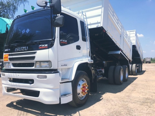 Isuzu deca 320 แรง แม็กโหลด จดปี 60 แม่ลูกกระบะดัมพ์สามมิตร  ลูก 3 เพลา พร้อมใช้งาน รถออกป้ายแดงมา