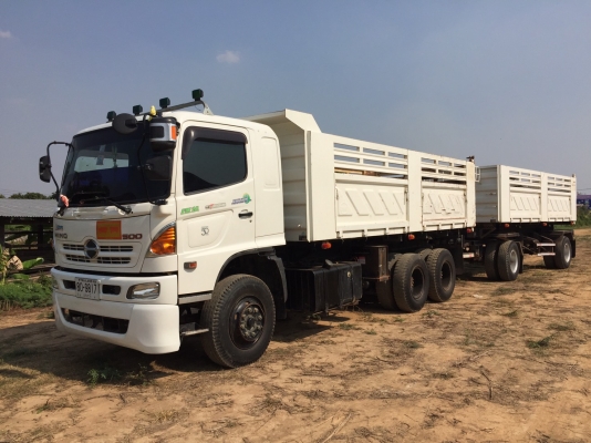 HINO 330 HP ปลายปี 56 แม่ลูกดัมพ์สามมิตร ลูก 2 เพลา ท่อเอส ท้องอ่างมิเนียม เฟืองช้า ทะเบียนพร้อม