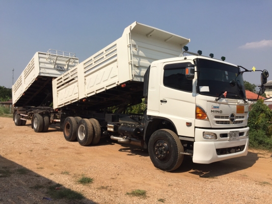 HINO 330 HP ปลายปี 56 แม่ลูกดัมพ์สามมิตร ลูก 2 เพลา ท่อเอส ท้องอ่างมิเนียม เฟืองช้า ทะเบียนพร้อม