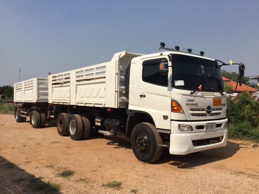 HINO 330 HP ปลายปี 56 แม่ลูกดัมพ์สามมิตร ลูก 2 เพลา ท่อเอส ท้องอ่างมิเนียม เฟืองช้า ทะเบียนพร้อม
