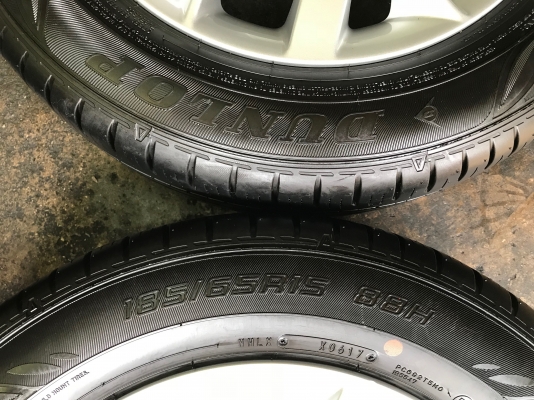 ล้อแม็กป้ายแดง Nissan Note ขอบ 15 พร้อมยางป้ายแดง Dunlop 185-65-15 สวยกริบ มีตุ่ม