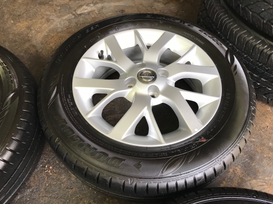 ล้อแม็กป้ายแดง Nissan Note ขอบ 15 พร้อมยางป้ายแดง Dunlop 185-65-15 สวยกริบ มีตุ่ม