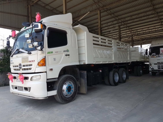 HINO S500 FM1ANLD เครื่อง 344 แรง ปี 55 แม่ลูกดัมพ์สามมิตร ไมล์สามแสน รถเดิมๆ เก็บสีกะบะ ยางดี หัวบาง เครื่องเกียร์ดี พร้อมใช้งาน