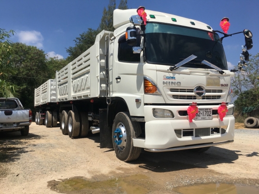 HINO S500 FM1ANLD เครื่อง 344 แรง ปี 55 แม่ลูกดัมพ์สามมิตร ไมล์สามแสน รถเดิมๆ เก็บสีกะบะ ยางดี หัวบาง เครื่องเกียร์ดี พร้อมใช้งาน
