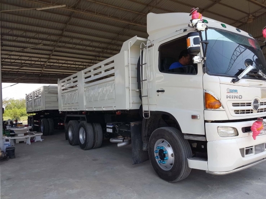 HINO S500 FM1ANLD เครื่อง 344 แรง ปี 55 แม่ลูกดัมพ์สามมิตร ไมล์สามแสน รถเดิมๆ เก็บสีกะบะ ยางดี หัวบาง เครื่องเกียร์ดี พร้อมใช้งาน