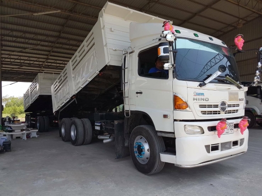 HINO S500 FM1ANLD เครื่อง 344 แรง ปี 55 แม่ลูกดัมพ์สามมิตร ไมล์สามแสน รถเดิมๆ เก็บสีกะบะ ยางดี หัวบาง เครื่องเกียร์ดี พร้อมใช้งาน
