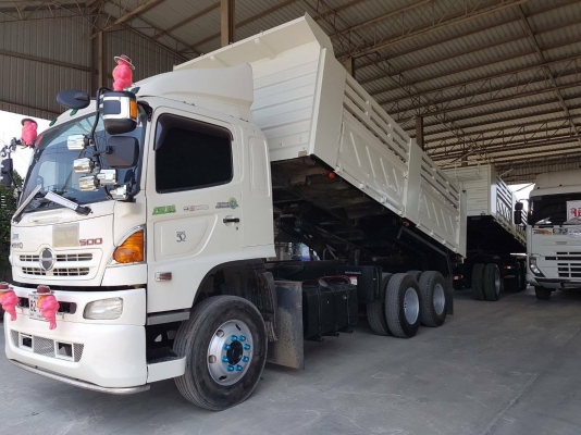 HINO S500 FM1ANLD เครื่อง 344 แรง ปี 55 แม่ลูกดัมพ์สามมิตร ไมล์สามแสน รถเดิมๆ เก็บสีกะบะ ยางดี หัวบาง เครื่องเกียร์ดี พร้อมใช้งาน