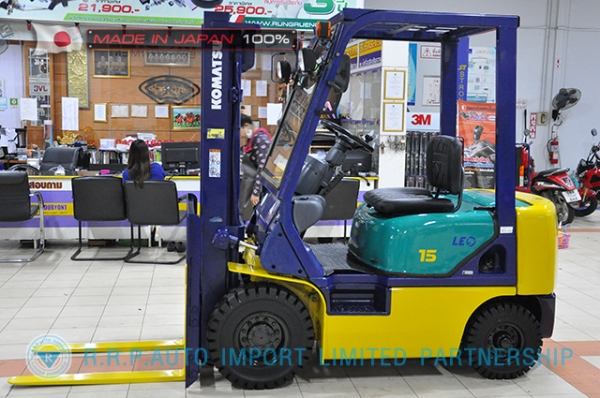 ขายรถโฟล์คลิฟท์มือสอง KOMATSU รุ่น FD15C-16-619696 นำเข้าจากประเทศญี่ปุ่น 100\% ไม่เคยใช้งานในไทย