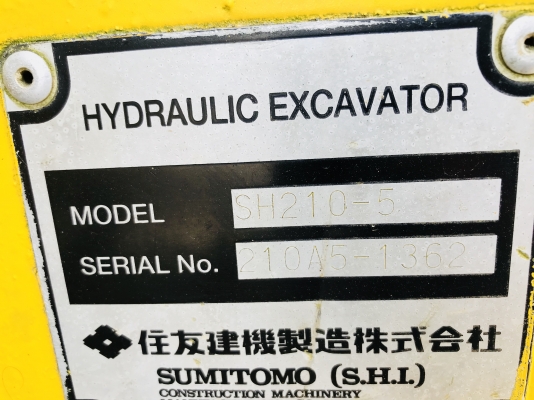 ขาย รถแบ๊คโฮ SUMITOMO SH210-5พร้อมหัวกระแทก ไมล์10,900ชม. รถสวยพร้อมใช้งาน เอกสารอินวอย