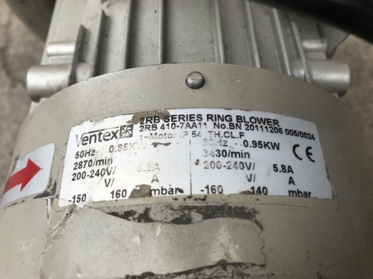 ขายริงโบวเวอร์ Ventex 1.1HP. 220V ไฟบ้าน สภาพสวยมาก หมุนนิ่ม ดูดแรง พร้อมใช้งาน