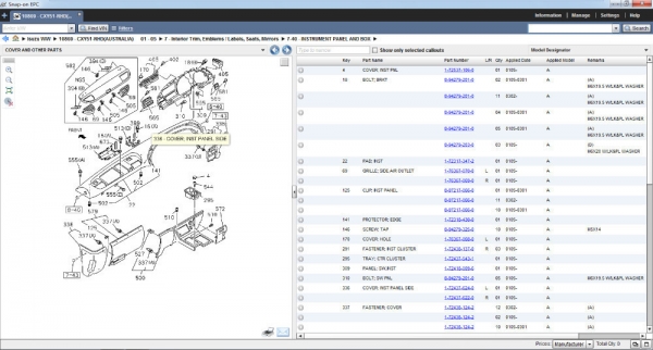โปรแกรม part อะไหล่ Toyota 2015 และ Isuzu 2016