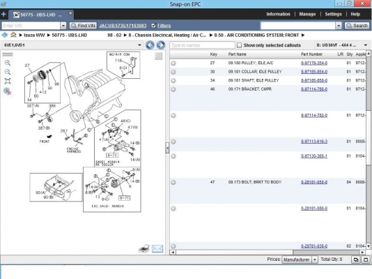 โปรแกรม part อะไหล่ Toyota 2015 และ Isuzu 2016