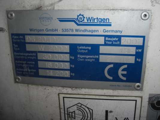 ขายรถกัดผิวถนน WIRTGEN W2000 'ปี 2007 สภาพพ้อมใช้ สนใจติดต่อ อำพล 090-9694506, 080-3031241 ขายรถกัดผิวถนน WIRTGEN W2000 'ปี 2007 สภาพพ้อมใช้ สนใจติดต่อ อำพล 090-9694506, 080-3031241