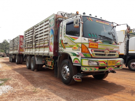 HINO mega 320 แรง ปี 2550 แม่ลูกกระบะไม่ดัมพ์ ต่ออู่สหกิจ ลูกสามเพลาแท้ยาว 7.20 ม. แม่กะบะยาว 6.20 ม. ทะเบียนพร้อม