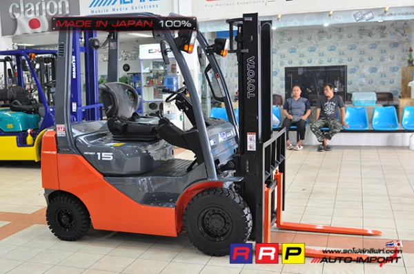 ขายรถโฟล์คลิฟท์มือสอง TOYOTA รุ่น 8FD15-13007 นำเข้าจากประเทศญี่ปุ่น 100\% ไม่เคยใช้งานในไทย ขายรถโฟล์คลิฟท์มือสอง TOYOTA รุ่น 8FD15-13007 นำเข้าจากประเทศญี่ปุ่น 100\% ไม่เคยใช้งานในไทย