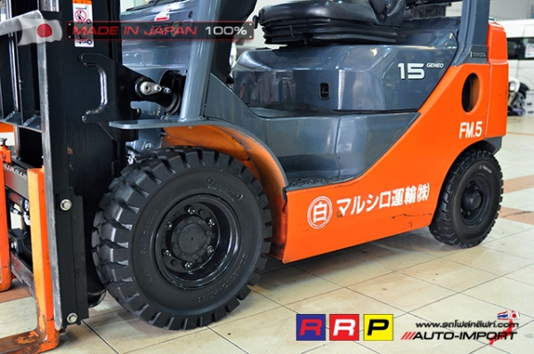ขายรถโฟล์คลิฟท์มือสอง TOYOTA รุ่น 8FG15-33916 นำเข้าจากประเทศญี่ปุ่น 100\% ไม่เคยใช้งานในไทย