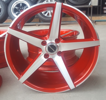 ล้อมือ2 ขอบ17 หน้าเงาแดง 4รู100 หน้า7.5หลัง8.5 4 ล้อ ล้อมือ2 ขอบ17 หน้าเงาแดง 4รู100 หน้า7.5หลัง8.5 4 ล้อ