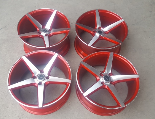 ล้อมือ2 ขอบ17 หน้าเงาแดง 4รู100 หน้า7.5หลัง8.5  4 ล้อ