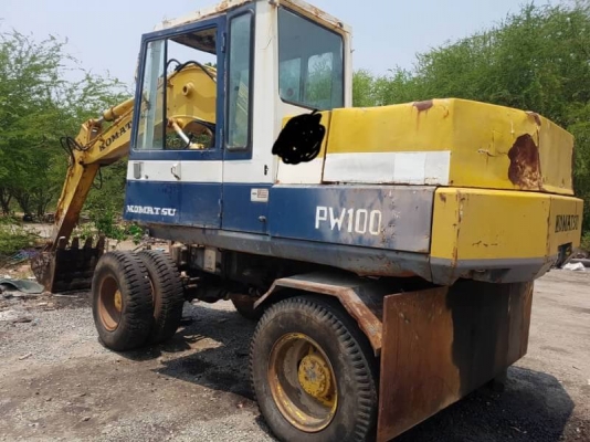 ขาย 395,000 รถแบคโฮล้อยาง KOMATSU PW100-3A. เครื่องดี 6D95L-Turbo 2 เพลา ปั้มแรง (มีไลน์หัวเจาะ) เอก