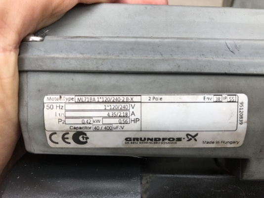 ขายปั้มน้ำแรงดันสูง Groundfos 0.5HP. 220V ไฟบ้าน made in Hungary สภาพสวย หมุนนิ่ม พร้อมใช้งาน มี 2ตัวครับ