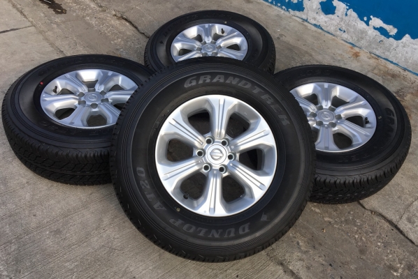 ล้อแม็ก Nissan Navara NP300 ขอบ 16 พร้อมยางใหม่ป้ายแดง Dunlop 255-70-16 ปี 18 แม็กสวย ตุ่มอลัง เส้นสีชัดๆ