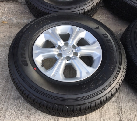ล้อแม็ก Nissan Navara NP300 ขอบ 16 พร้อมยางใหม่ป้ายแดง Dunlop 255-70-16 ปี 18 แม็กสวย ตุ่มอลัง เส้นสีชัดๆ