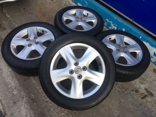 ล้อแม็ก Toyota Vios Yaris ลาย 5 ก้าน ขอบ 15 พร้อมยาง Bridgestone 185-60-15 ปี 14