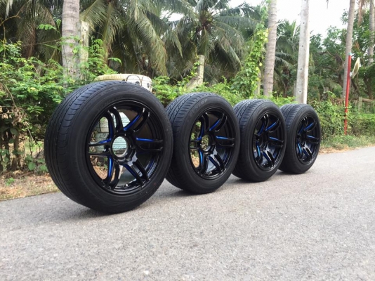 ขายล้อแม็ก MR - 2 สีดำขลิบน้ำเงิน ขอบ 17 4 ล้อ ราคา 8,000 บาท #ราคาโคตรถูกนะวัยรุ่นๆๆ