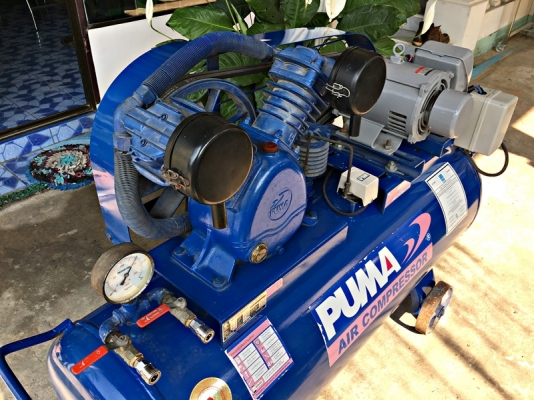 ปั้มลม PUMA 3 HP มอเตอร์มิตซู ขนาด 260 ลิตร ไฟบ้าน 220 สภาพใช้งานน้อย