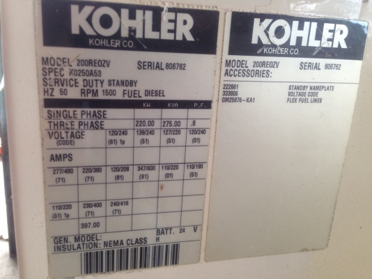 ขายเครื่องกำเนิดไฟฟ้าขนาด275KVA ของใหม่ราคาถูก