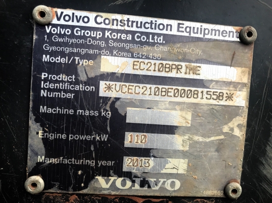 VOLVO EC210 ใช้งาน5000ช.ม ยังเหลือประกันอีก3000ช.ม เล่มทะเบียน