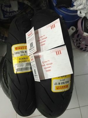 !!!จัดโปรฯ เร้าใจ อีกแล้ว Pirelli Rosso 2 ยางใหม่ 120/70/17+160/60/17 ถูกมาก
