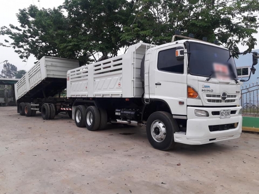 Hino 344 ปี 55 แม่ลูกดัมพ์สามมิตร ลูก 3 เพลาแท้ เครื่อง/เกียร์เดิม ยางเต็ม ทะเบียนพร้อม